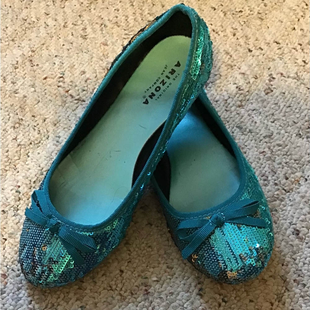Women's Teal Sequin Ballet Flats